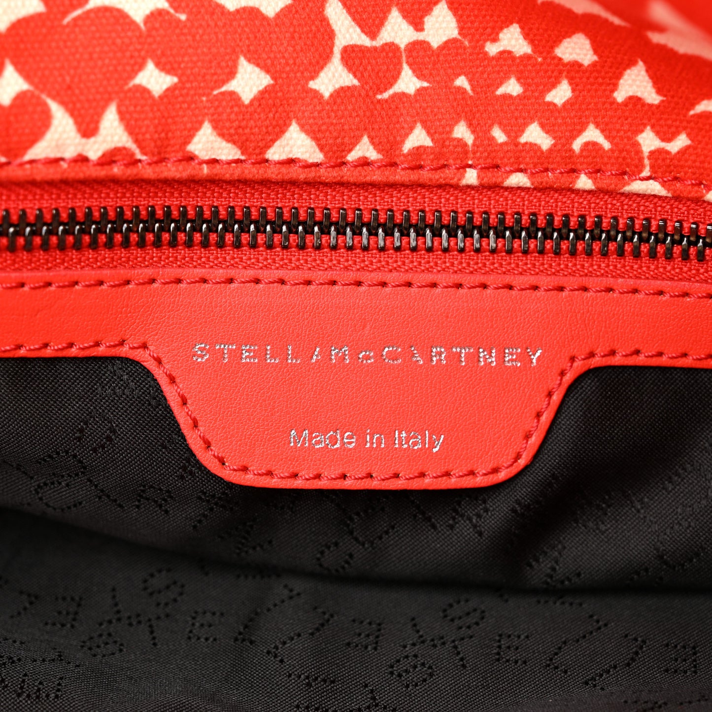 Canvas Heart Print Small Falabella Fold Over Tote Red
