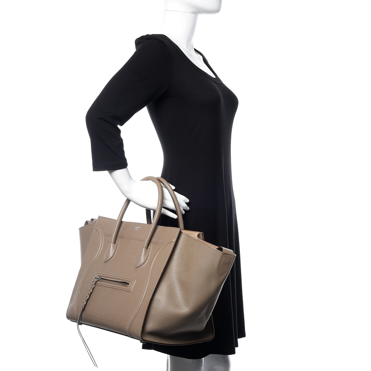 Grained Calfskin Medium Phantom Luggage Taupe