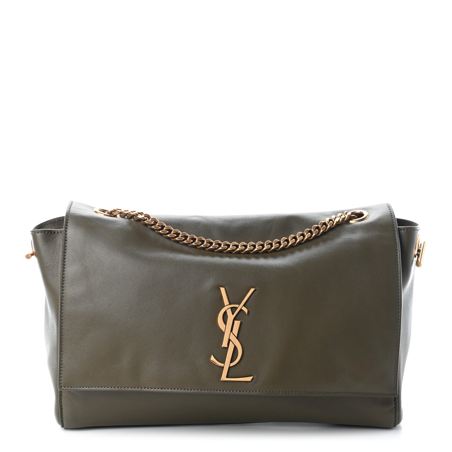Saint Laurent Smooth Calfskin Suede Medium Reversible Monogram Kate Satchel Olive 1 of 11