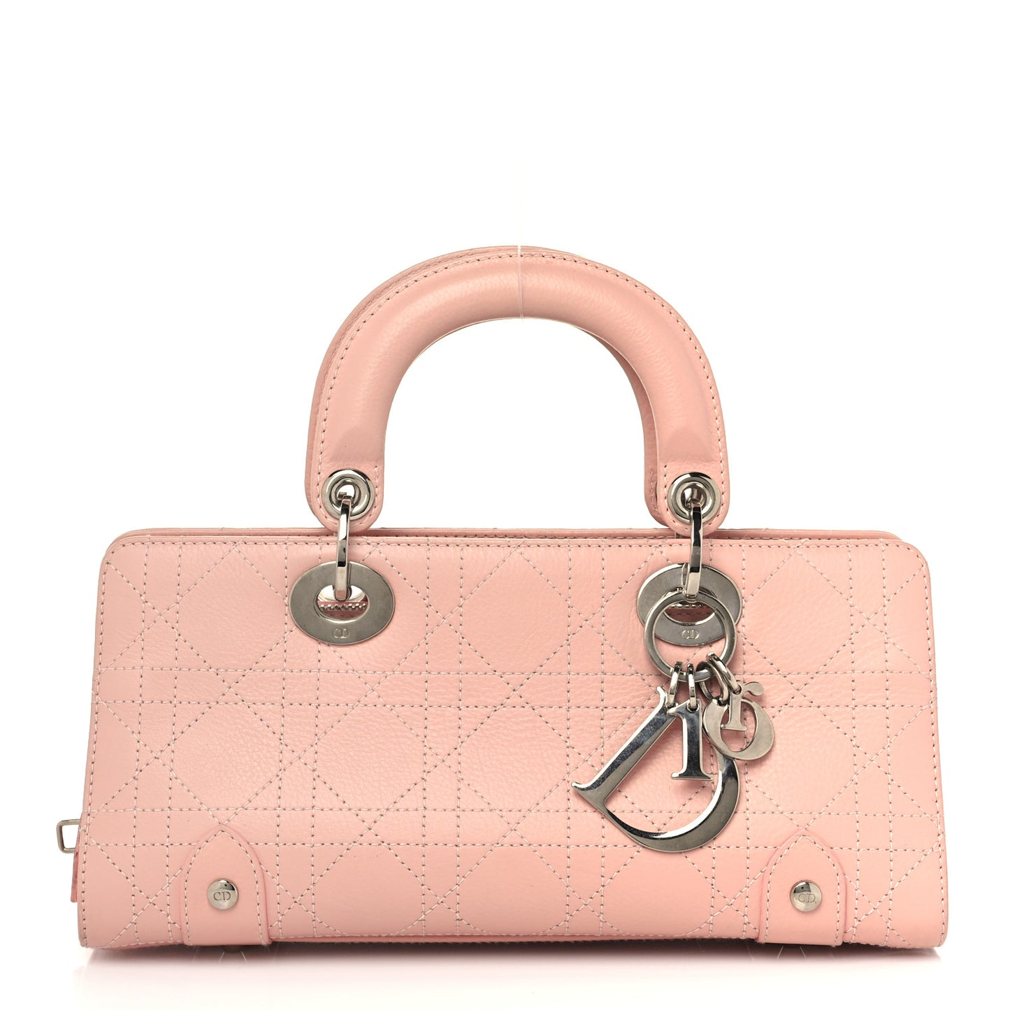 Calfskin Cannage Stitched Small East West Lady Dior Rose Clair