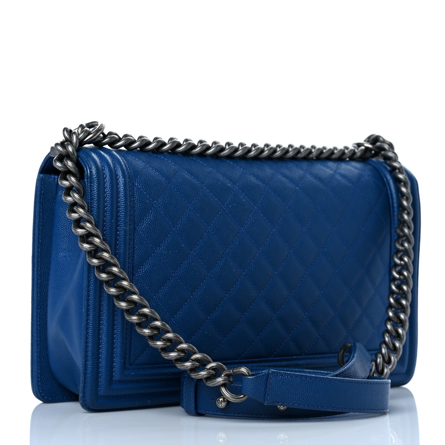 Chanel Caviar Quilted New Medium Boy Flap Dark Blue 3 of 9