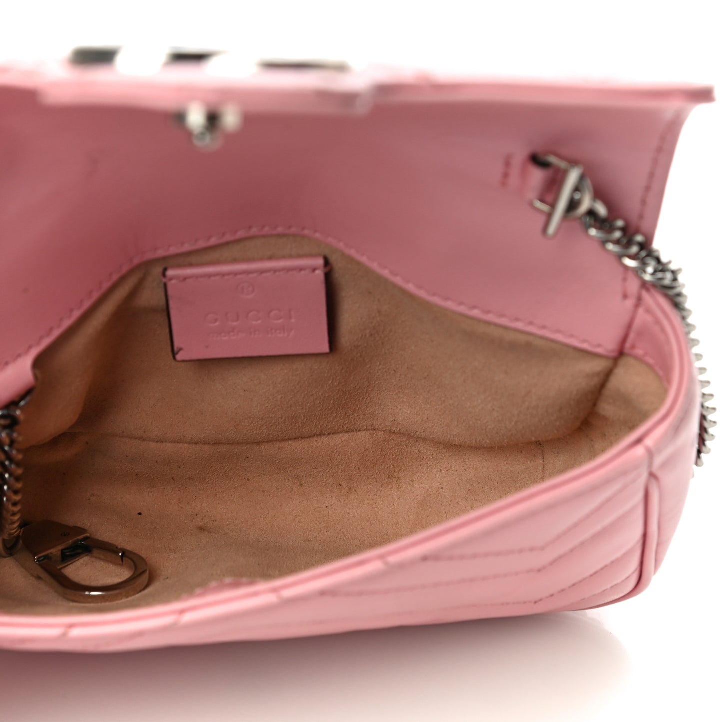 Calfskin Matelasse Super Mini GG Marmont Shoulder Bag Wild Rose