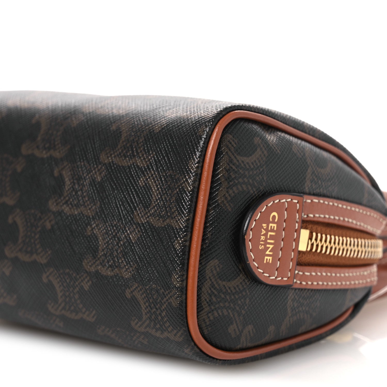 Celine Triomphe Canvas Calfskin Mini Boston Bag Tan 11 of 11