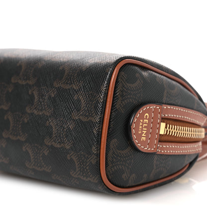 Celine Triomphe Canvas Calfskin Mini Boston Bag Tan 11 of 11