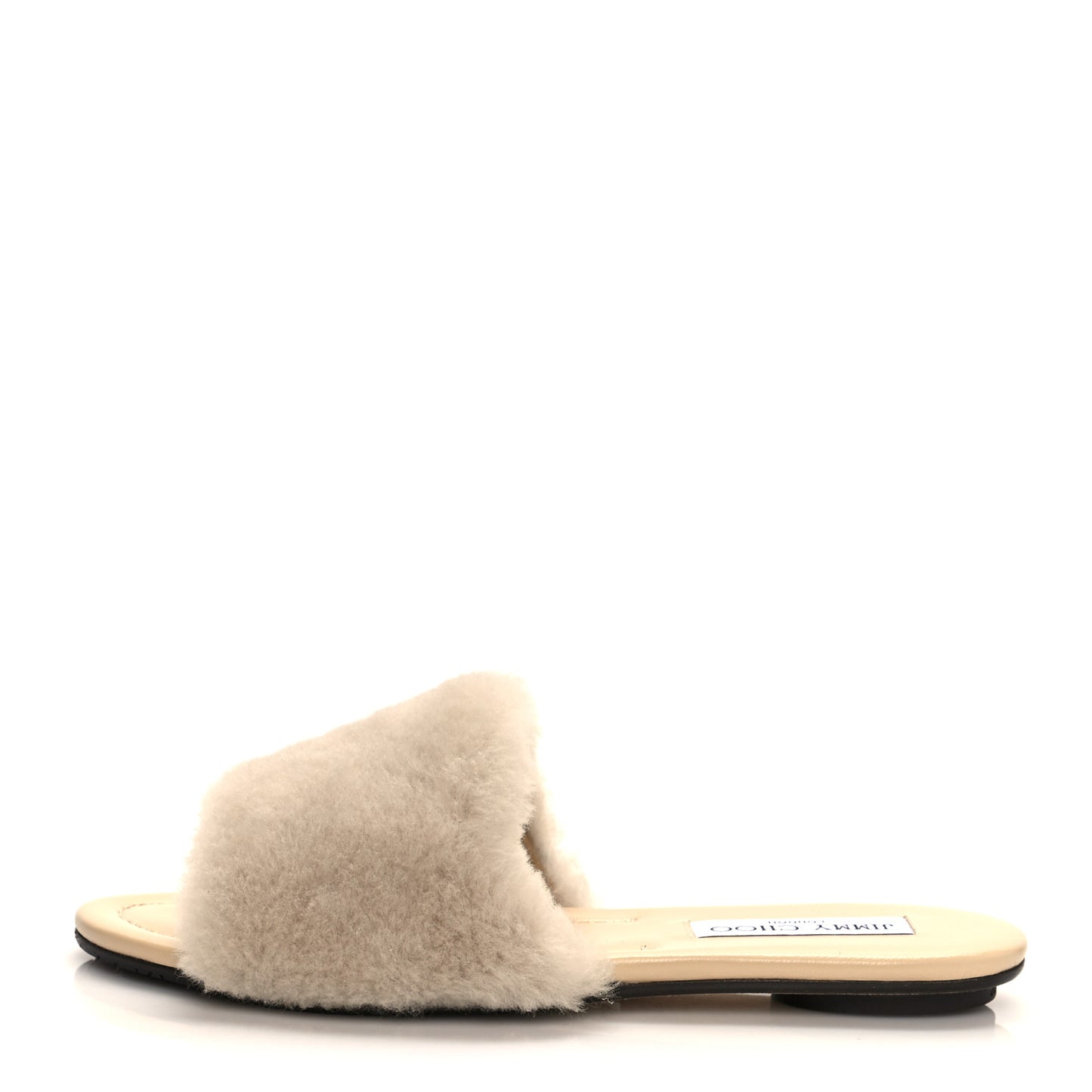 Shearling Flat Slide Sandals 37 Beige