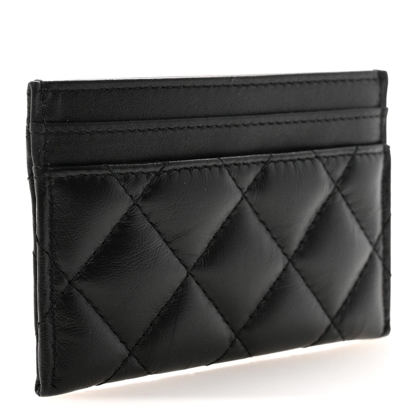 Aged Calfskin Quilted Lucky Charms Reissue Card Holder Black