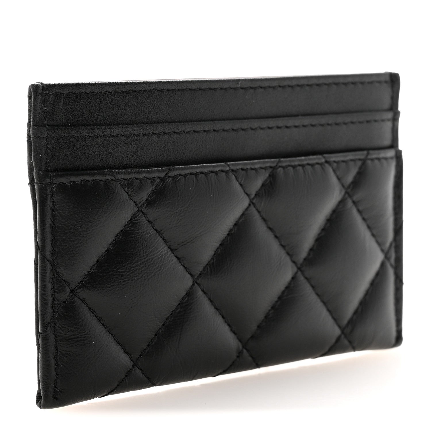 Chanel Aged Calfskin Quilted Lucky Charms Reissue Card Holder Black 3 of 8