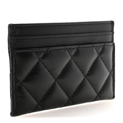 Chanel Aged Calfskin Quilted Lucky Charms Reissue Card Holder Black 3 of 8