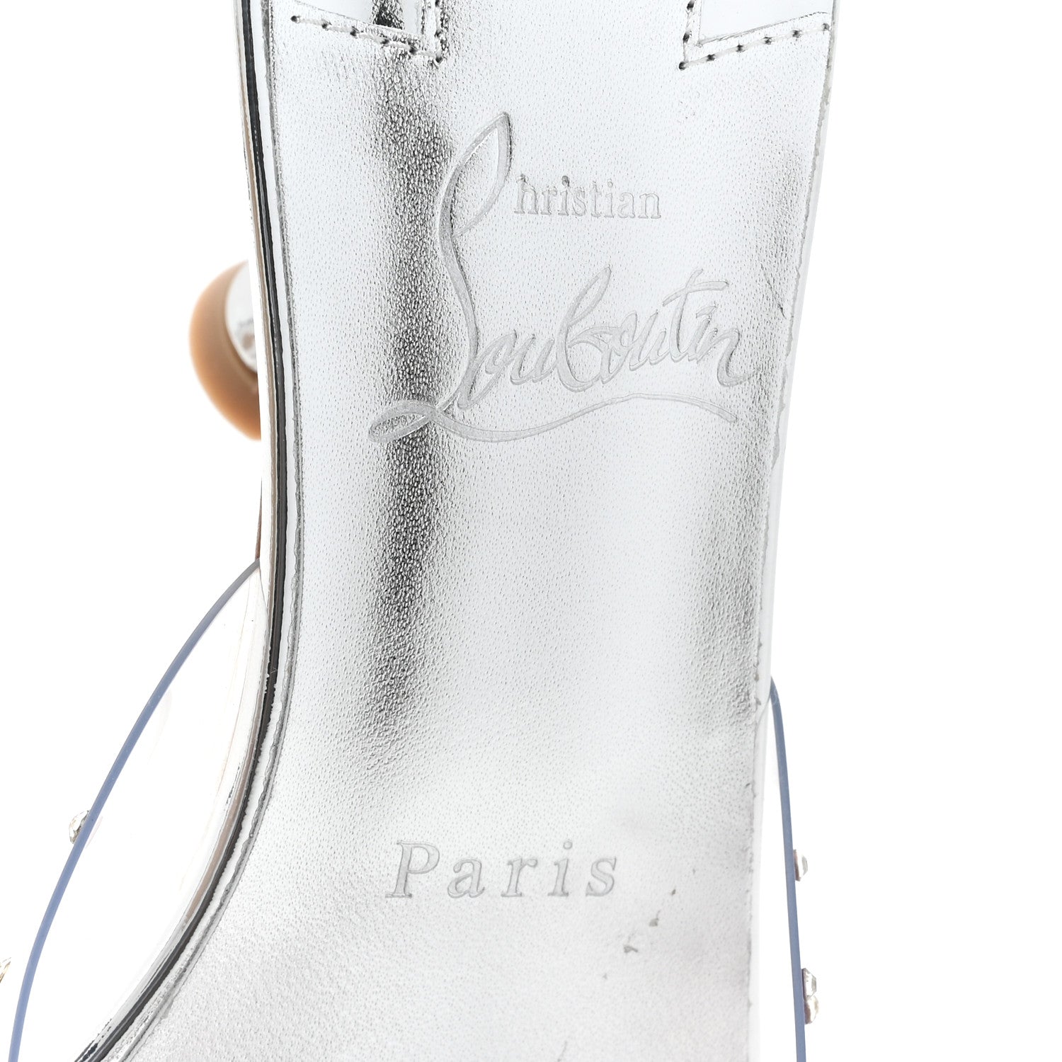 Christian Louboutin PVC Crystal Degramule Strass 85 Mules 37.5 Silver 8 of 10