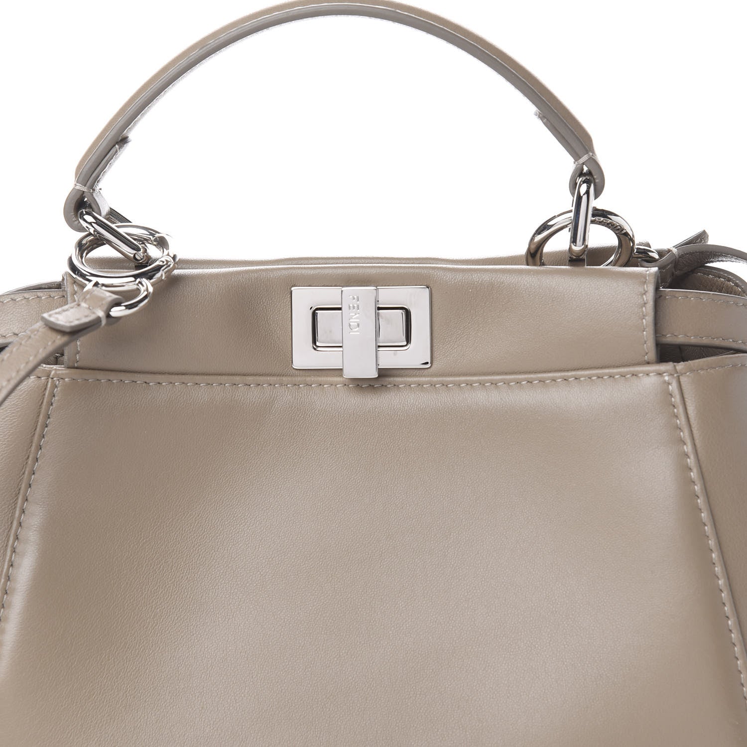 Fendi Nappa Mini Peekaboo Iconic Satchel Tortora 11 of 11
