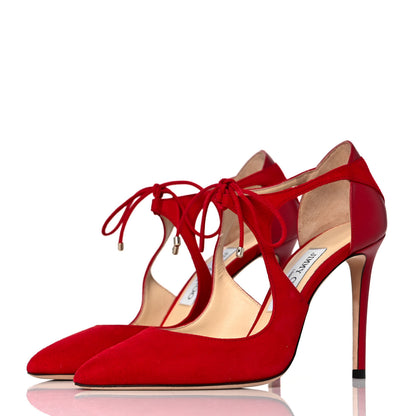 Jimmy Choo Suede Nappa Vanessa 85 Pumps 37 Red 3 of 7