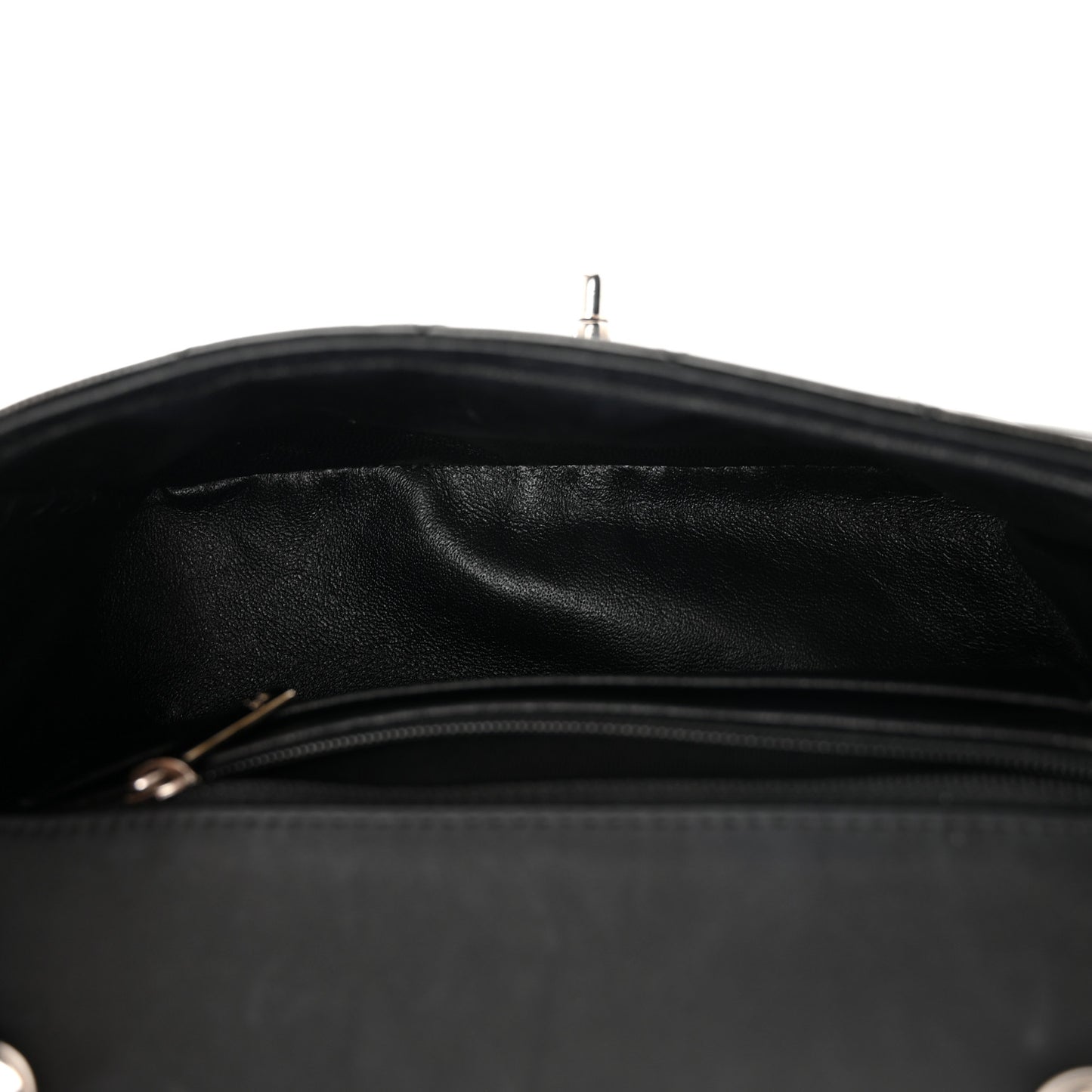 Striated Patent Quilted Mini Rectangular Flap Black