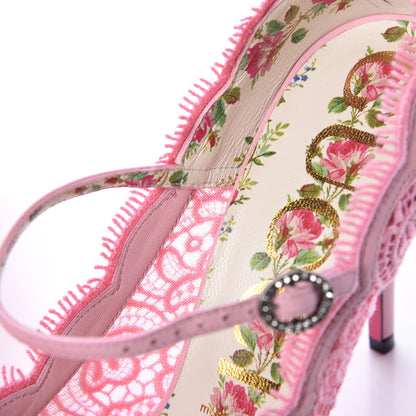 Gucci Lace Pizzo Venice Pumps 38.5 Sugar Pink 8 of 9