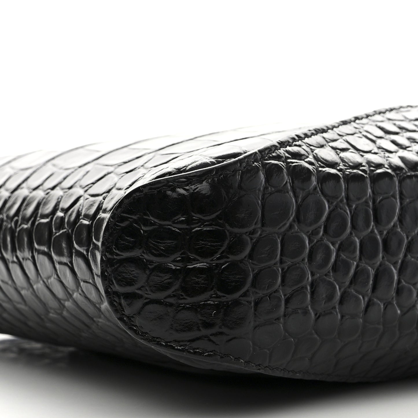 Shiny Super Supple Calfskin Crocodile Embossed Small XX Bag Black