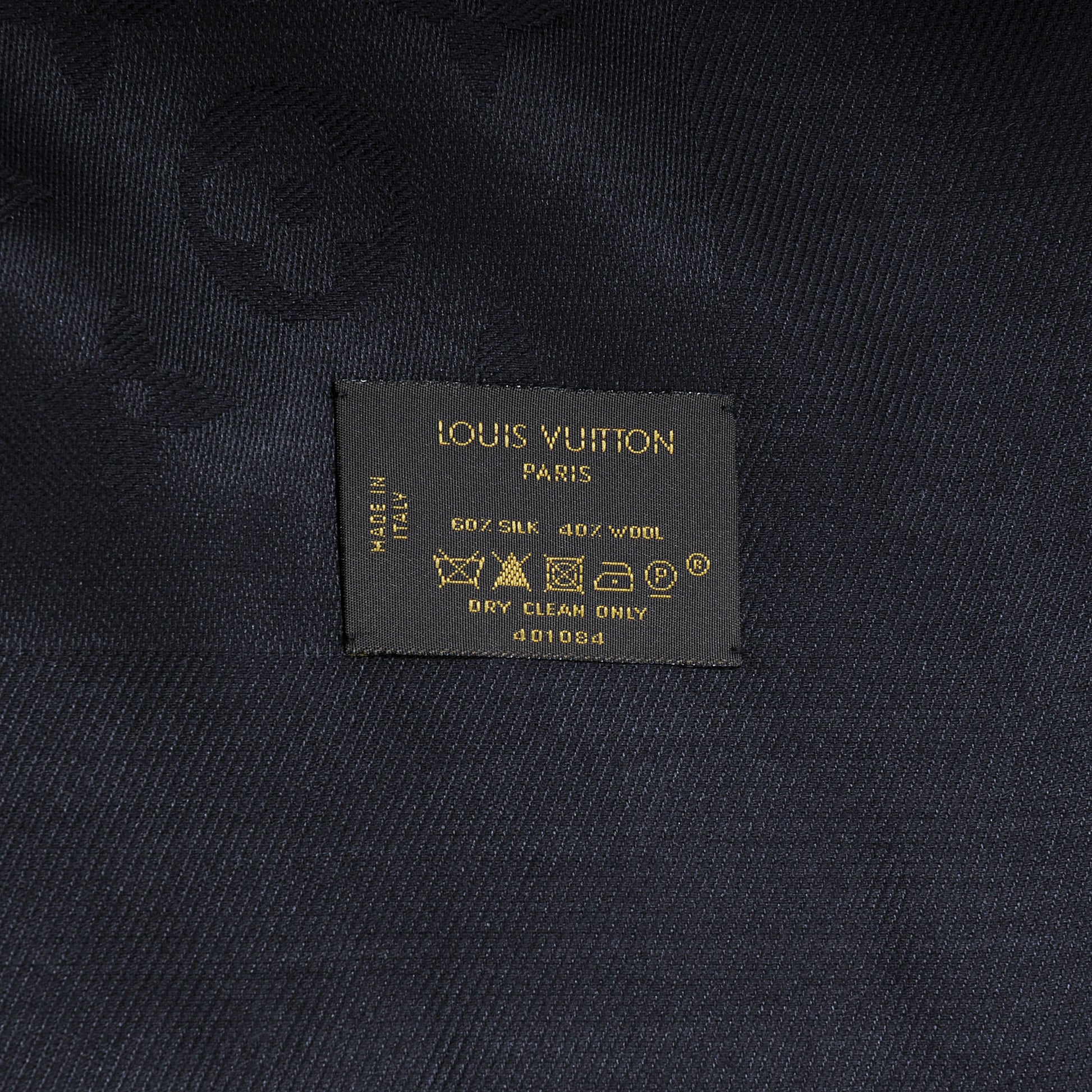 Louis Vuitton Silk Wool Monogram Shawl Black 5 of 5