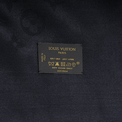 Louis Vuitton Silk Wool Monogram Shawl Black 5 of 5