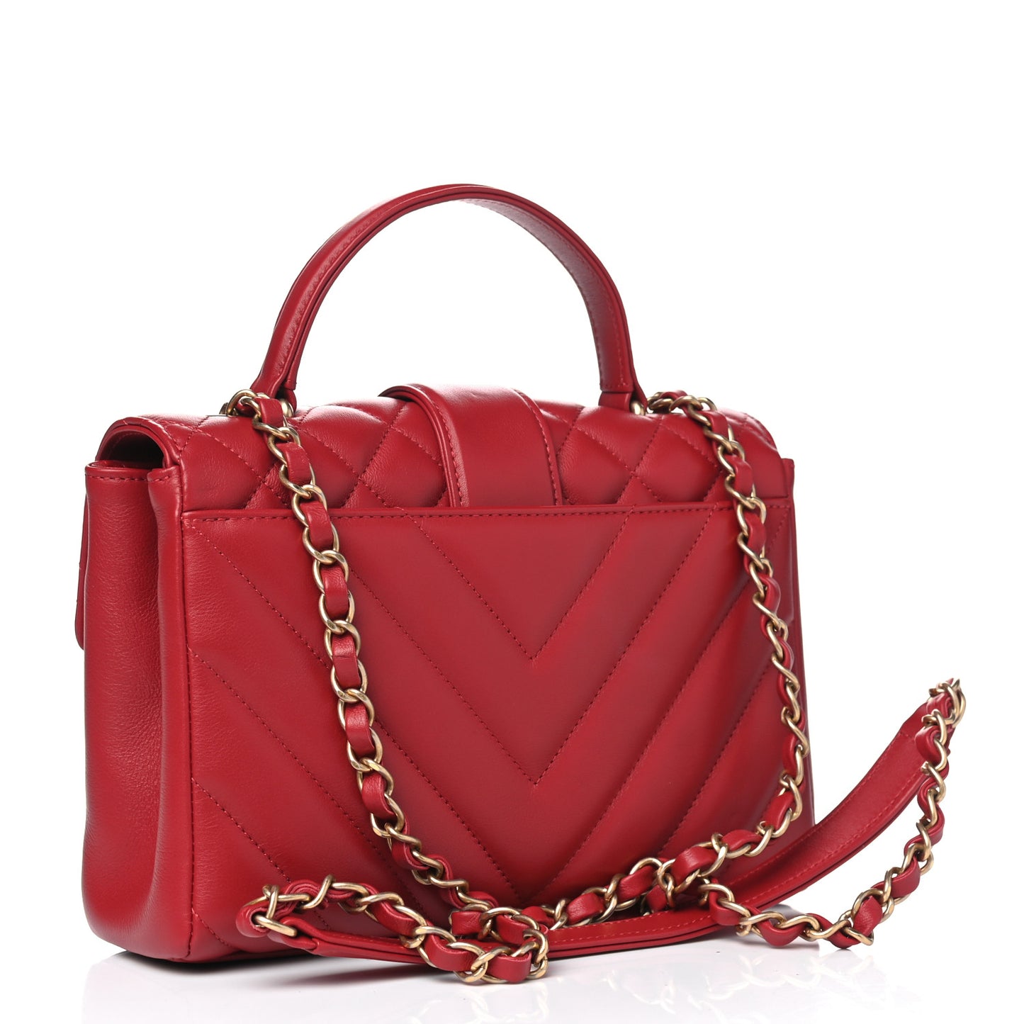 Calfskin Quilted Chevron In The City Bag Red
