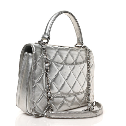 Chanel Metallic Lambskin Quilted Small Trendy CC Flap Dual Handle Bag Silver 3 of 9