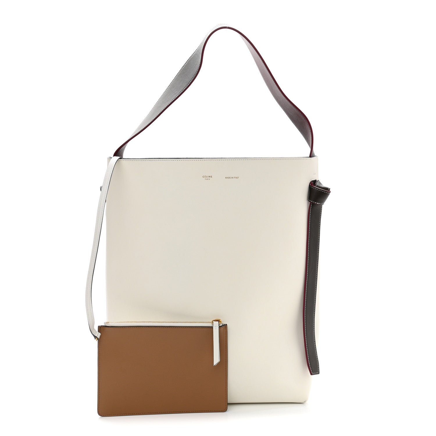 Celine Shiny Smooth Calfskin Small Twisted Cabas White Camel Tan 2 of 21