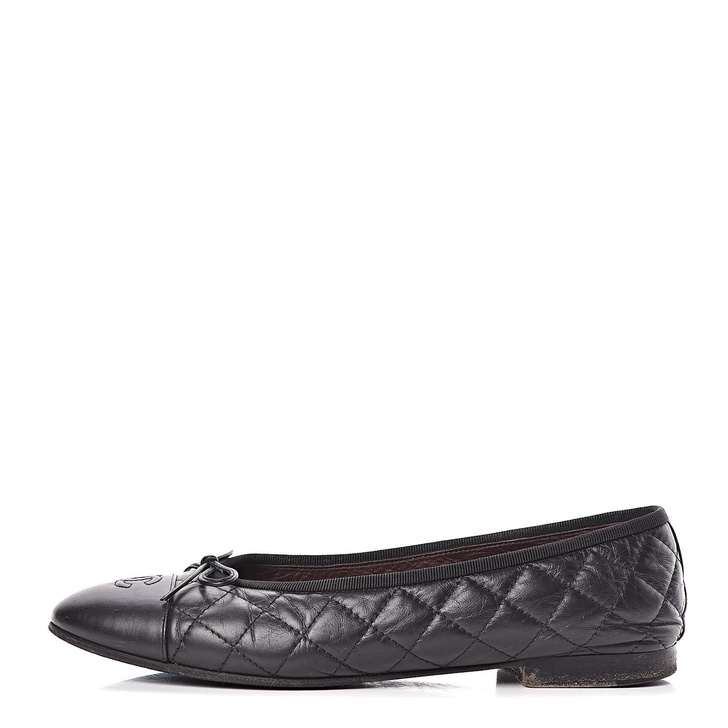 Chanel Aged Calfskin Quilted Cap Toe Ballerina Flats 40 Black 1 of 18