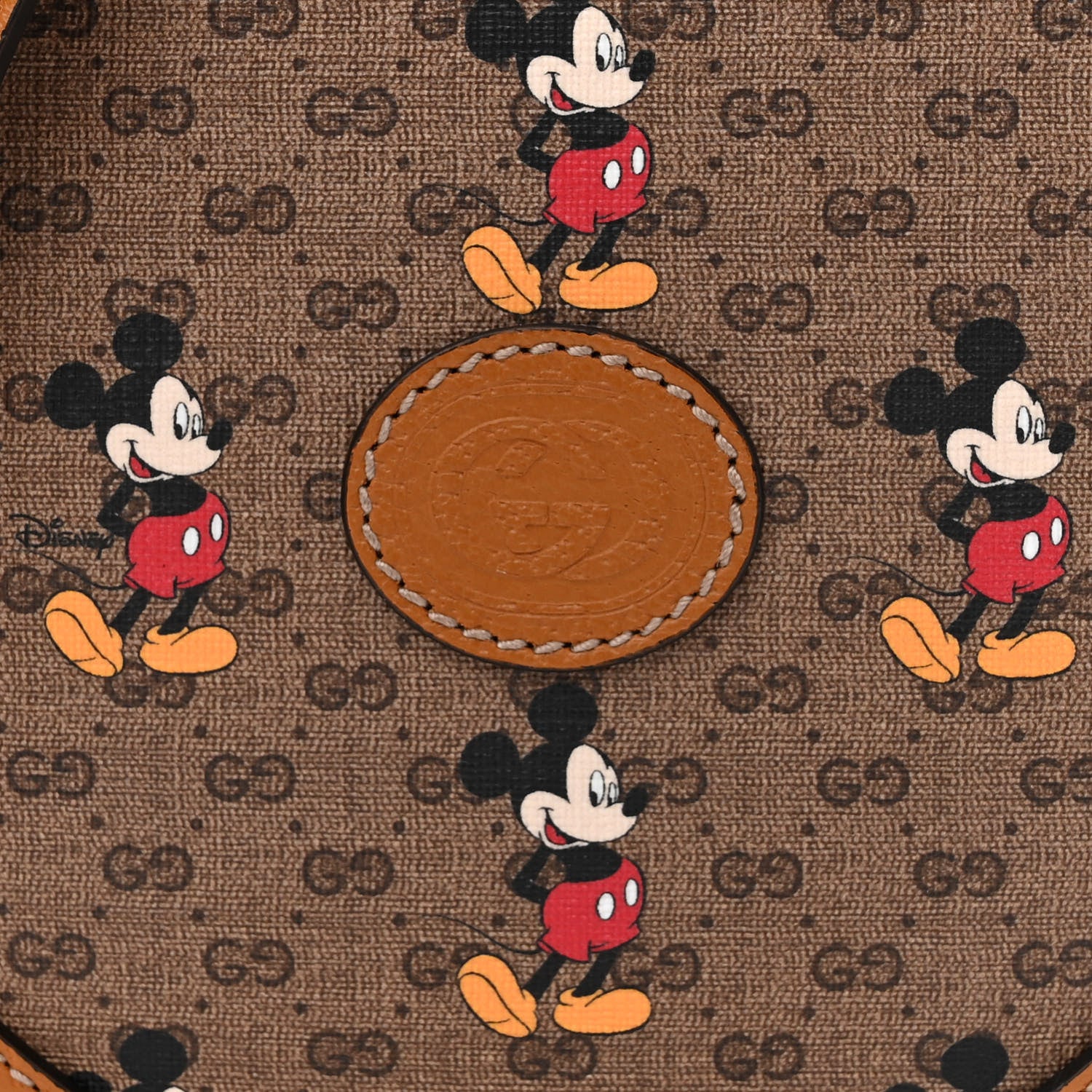 Gucci X DISNEY Mini Vintage GG Supreme Monogram Mickey Mouse Round Shoulder Bag Beige Vintage Sun Oil 8 of 10