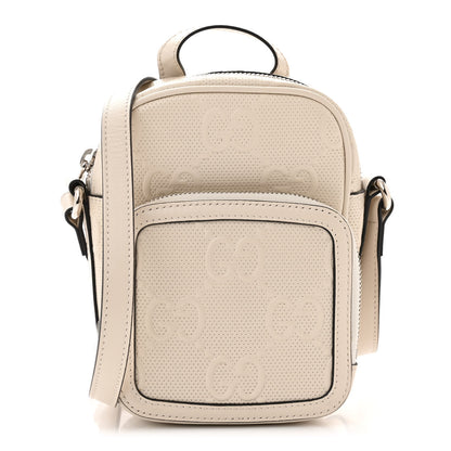Gucci Calfskin GG Tennis Embossed Mini Double Zip Messenger Bag Mystic White 1 of 13
