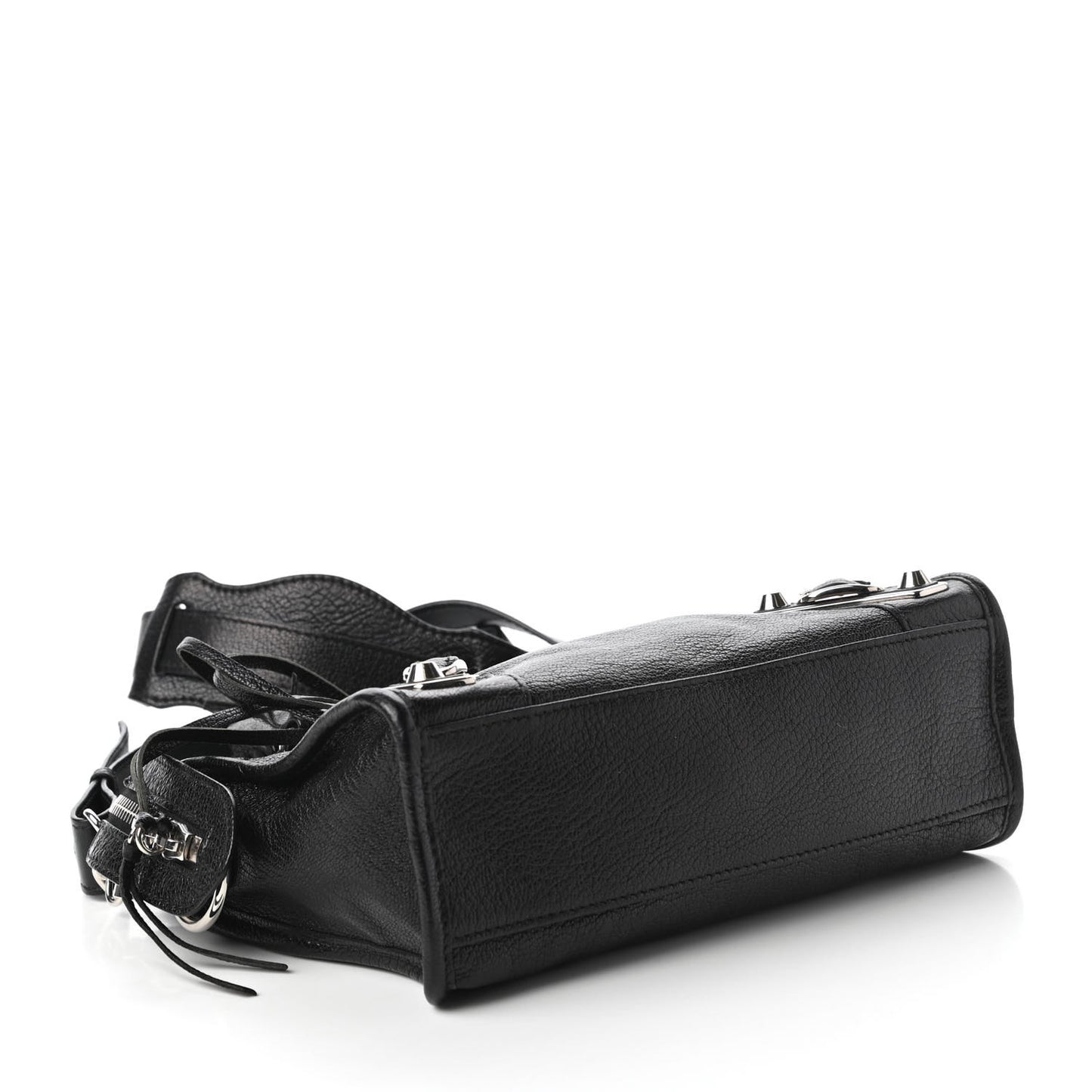 Chevre Silver Metallic Edge Hardware Mini City Black