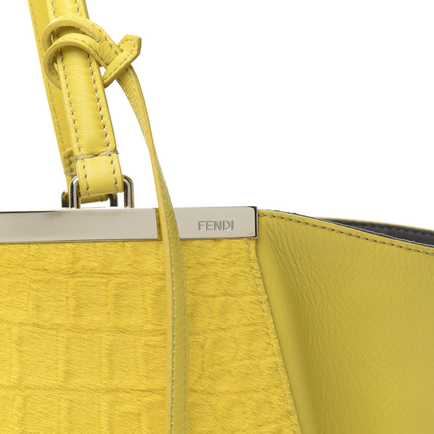Vitello Calf Hair Crocodile Embossed Large 3Jours Tote Sunflower Cedro