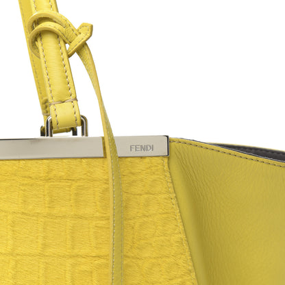 Fendi Vitello Calf Hair Crocodile Embossed Large 3Jours Tote Sunflower Cedro 14 of 14