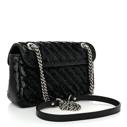 Gucci Sequin Matelasse Small GG Marmont Shoulder Bag Black 3 of 10