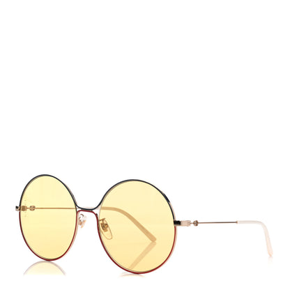 Gucci Metal Round Sunglasses GG0395S Gold Blue 1 of 8