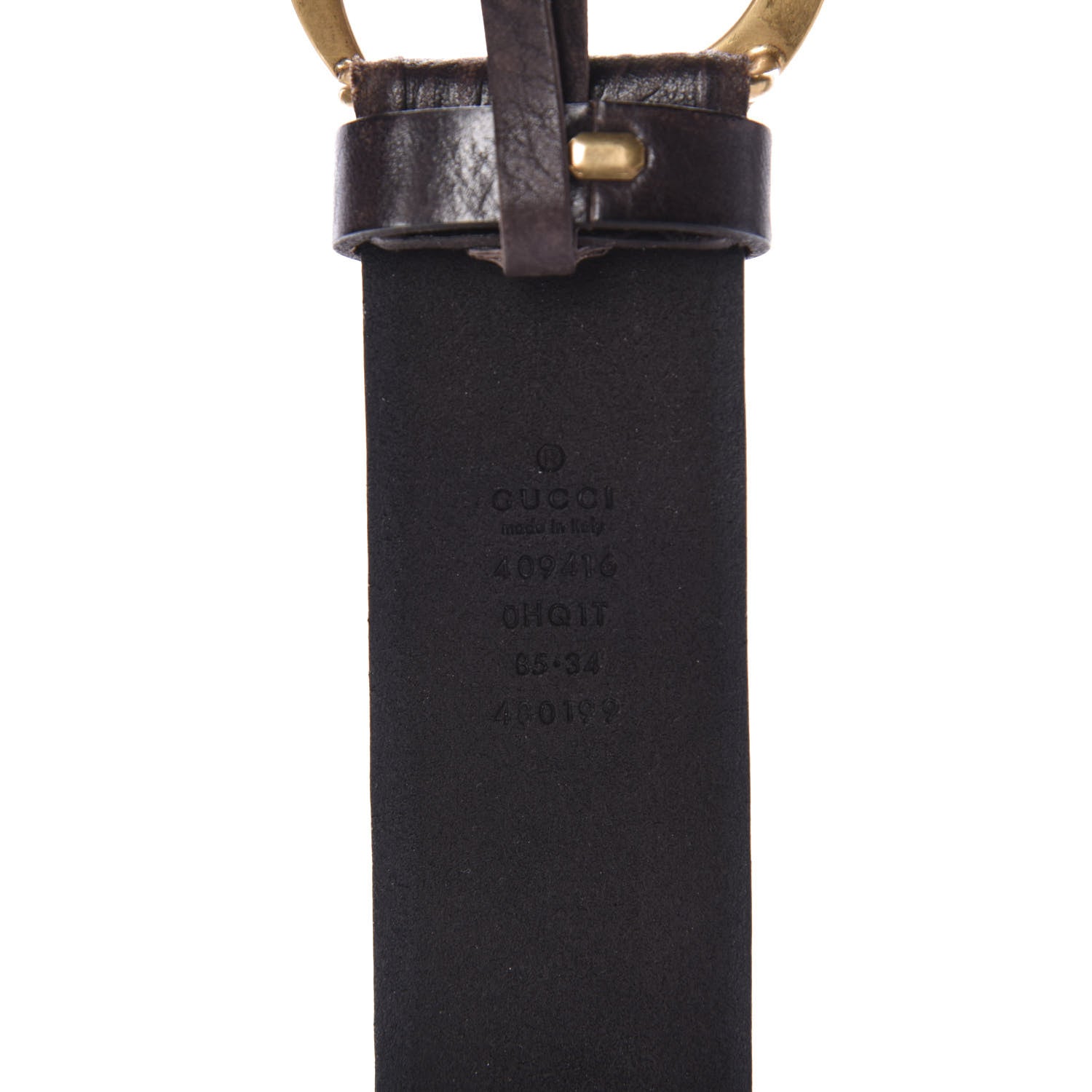 Gucci Calfskin Knurled Double G 40mm Belt 85 34 Testa di Moro 3 of 3
