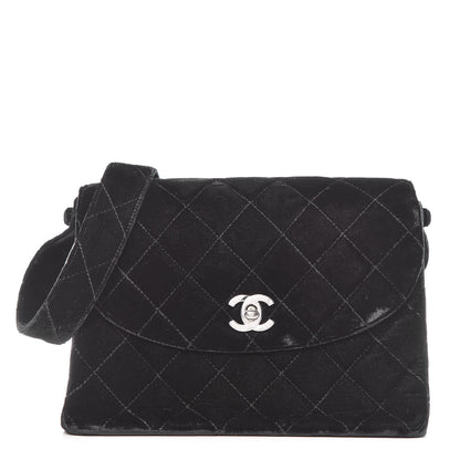 Chanel Velvet Quilted Shoulder Bag Black 1 of 12