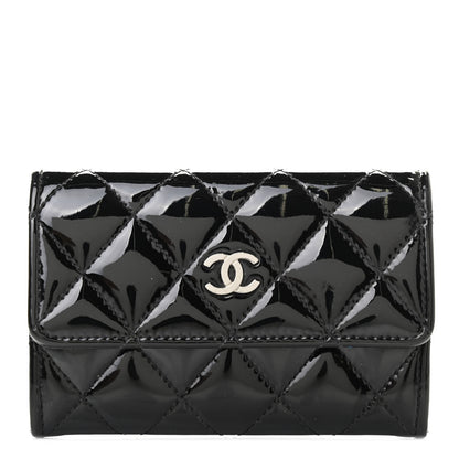 Chanel Patent Quilted Flap Card Holder Black 1 of 10