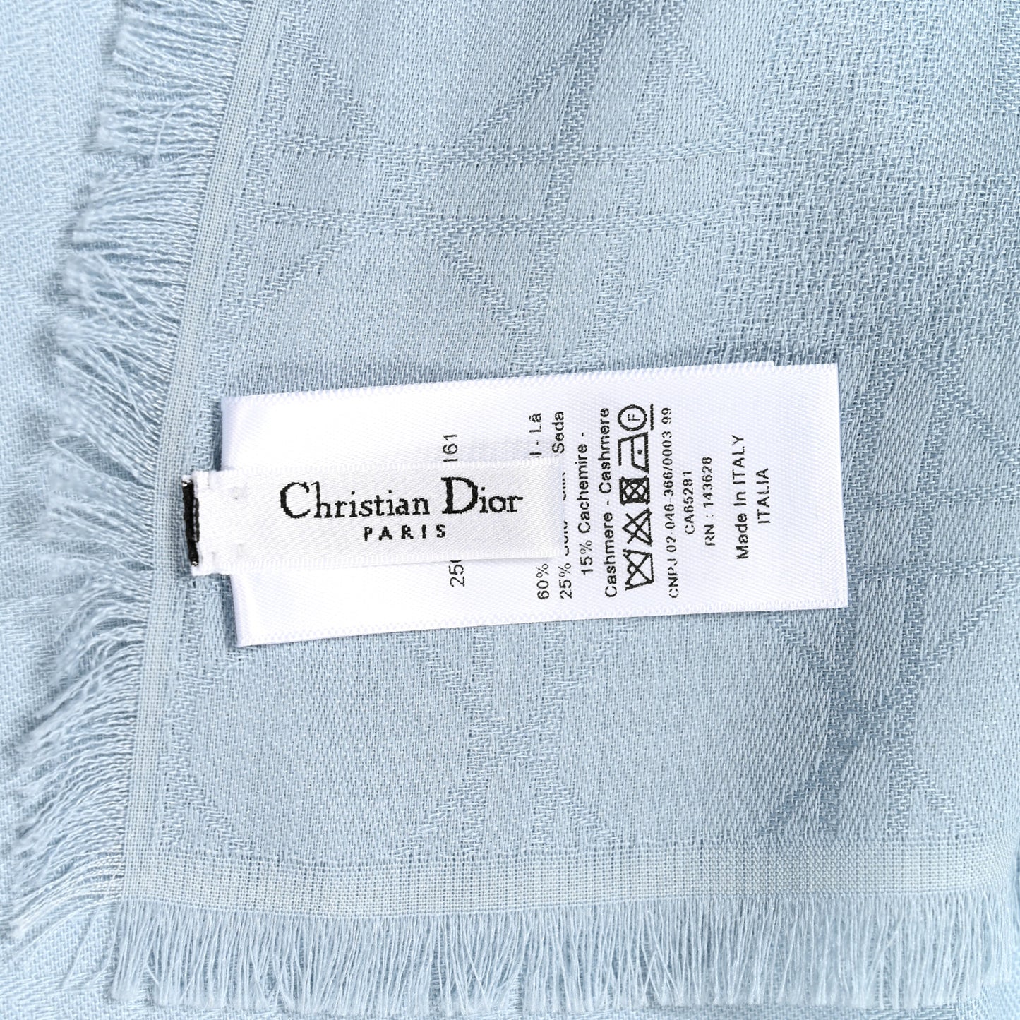Wool Silk Cashmere Cannage Scarf Light Blue