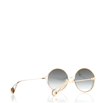 Gucci Metal Round Pearl Tip Sunglasses GG0253S Gold 4 of 8