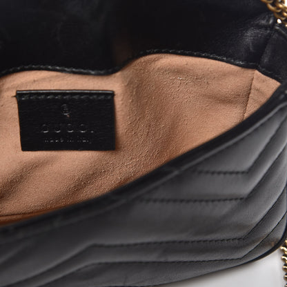 Gucci Calfskin Matelasse Super Mini GG Marmont Shoulder Bag Black 9 of 13