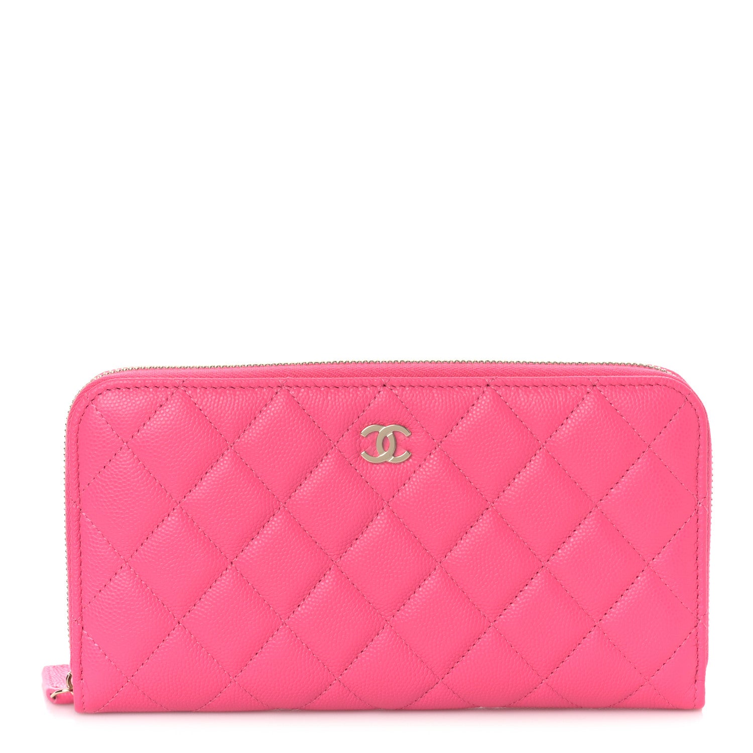 Chanel Caviar Quilted Large Gusset Zip Around Wallet Rose 1 of 10