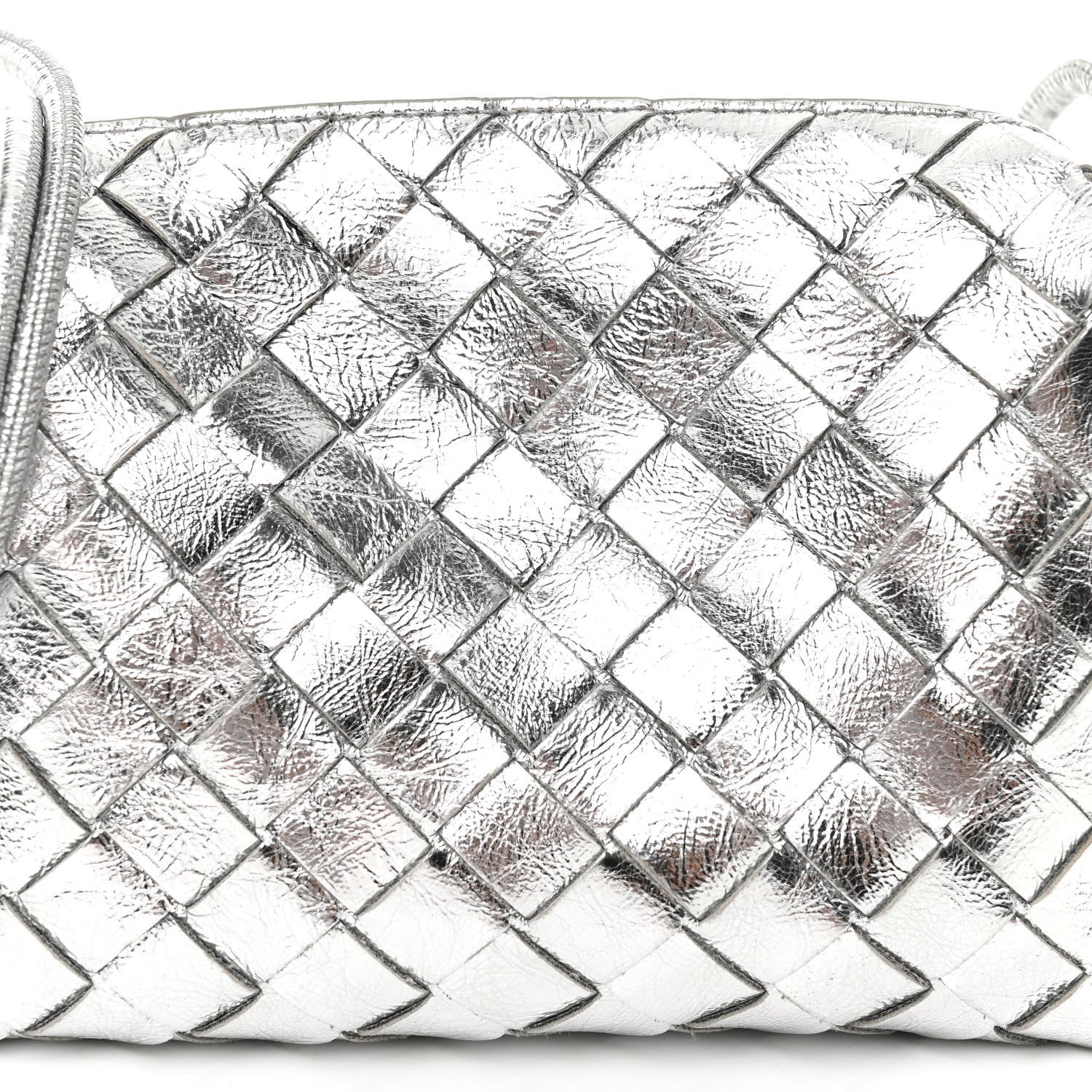 Bottega Veneta Metallic Nappa Intrecciato Mini Loop Camera Bag Silver 6 of 9