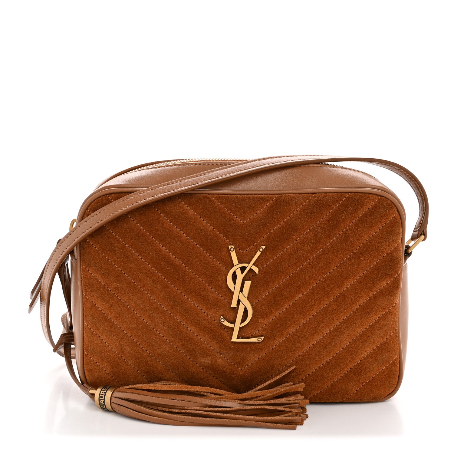 Saint Laurent Suede Matelasse Monogram Lou Camera Bag Cinnamon 1 of 11