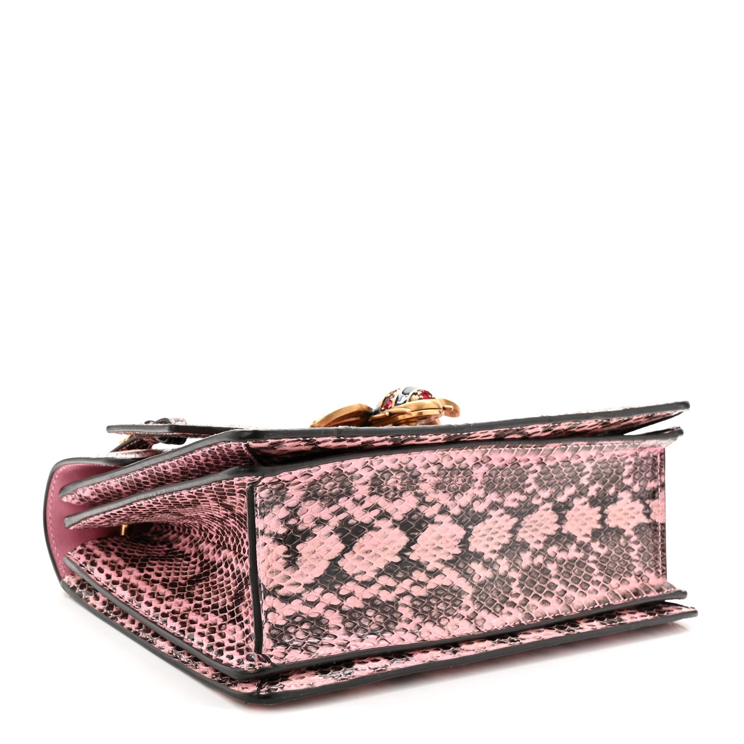 Gucci Snakeskin Sylvie Web Small Queen Margaret Top Handle Bag Pink 4 of 10