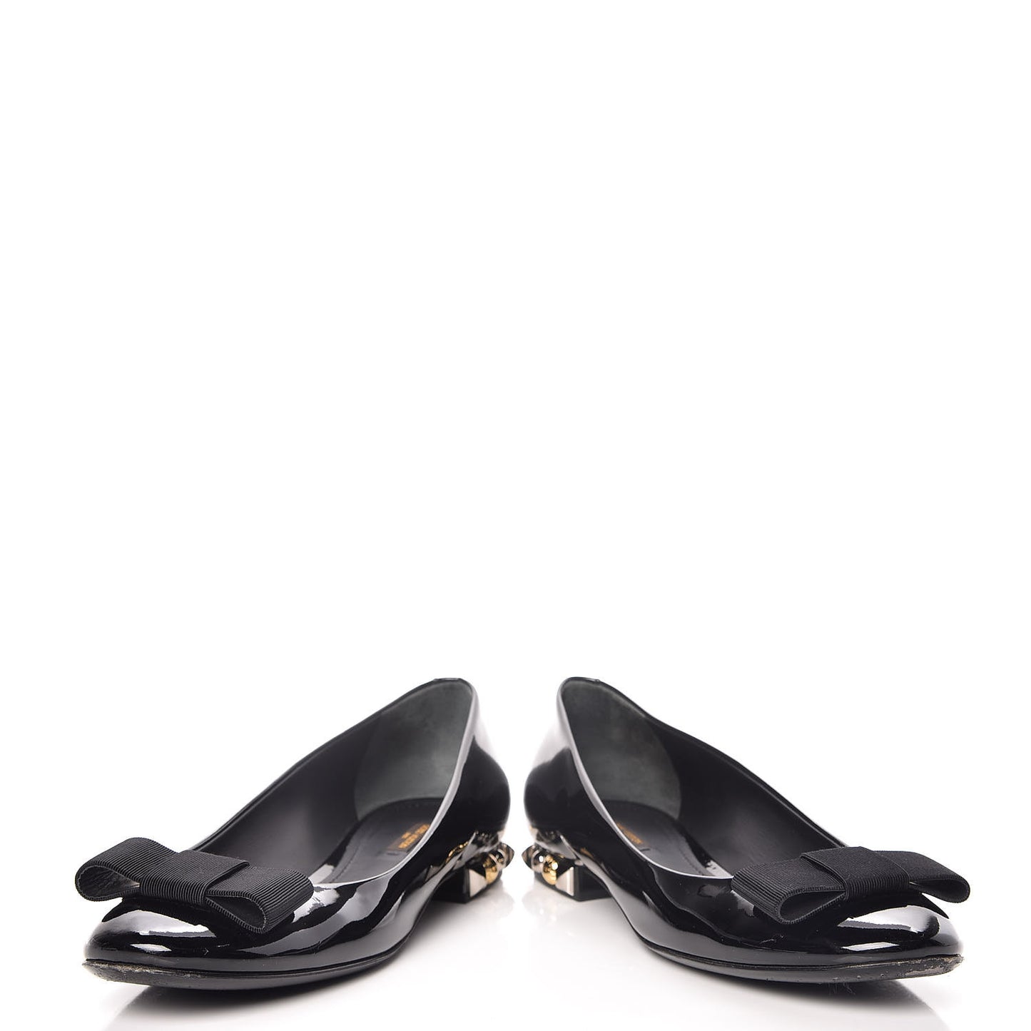 Patent Grosgrain Bow Ballet Flats 40 Black