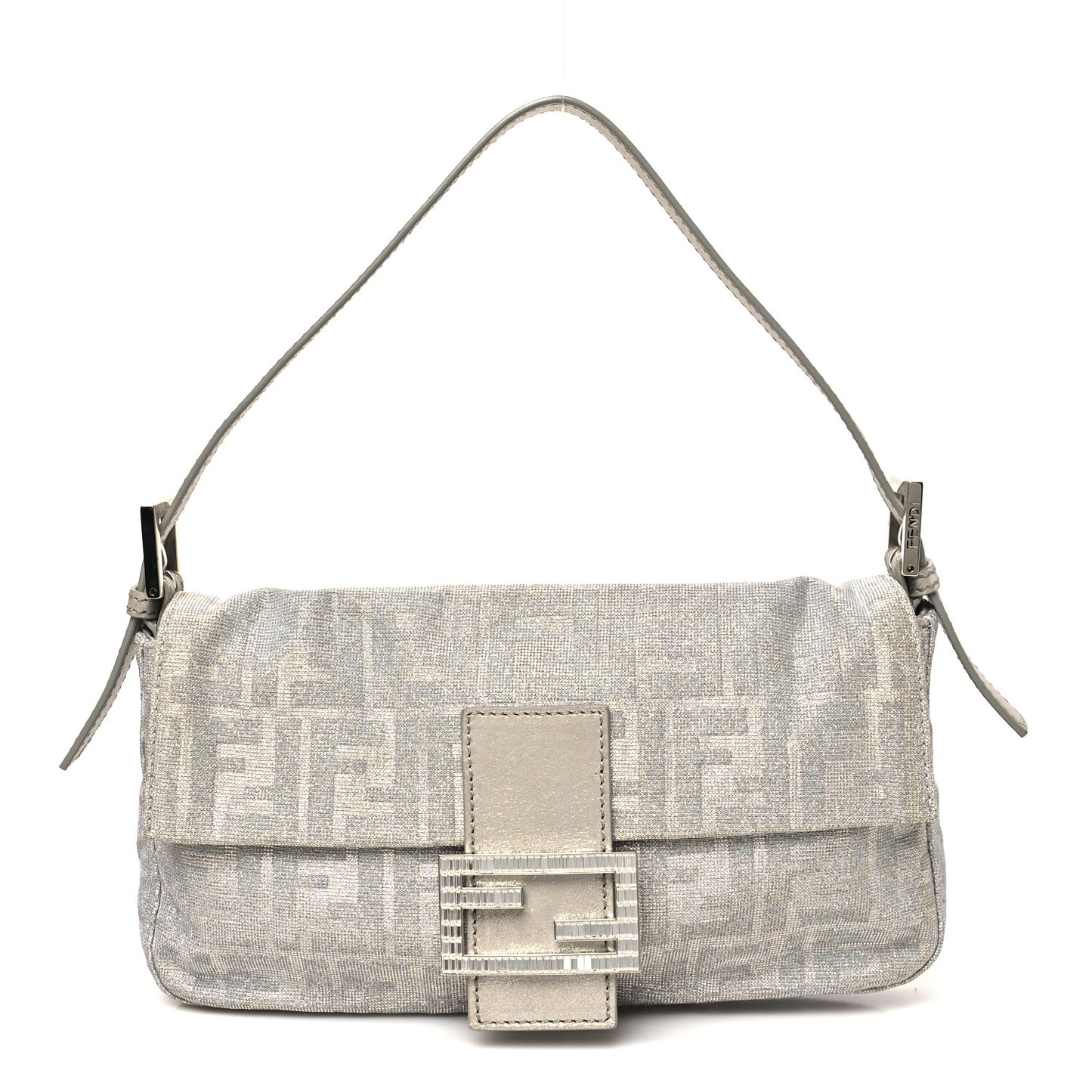 Metallic Lurex Zucca Vitello Baguette Argento