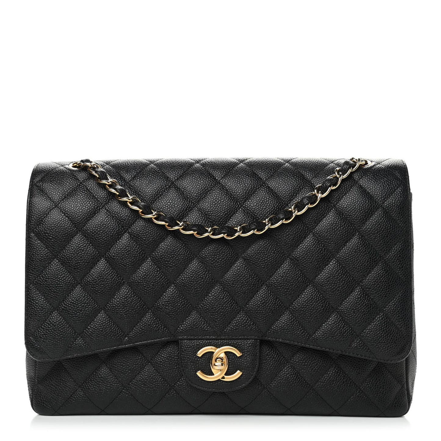Caviar Quilted Maxi Double Flap Black