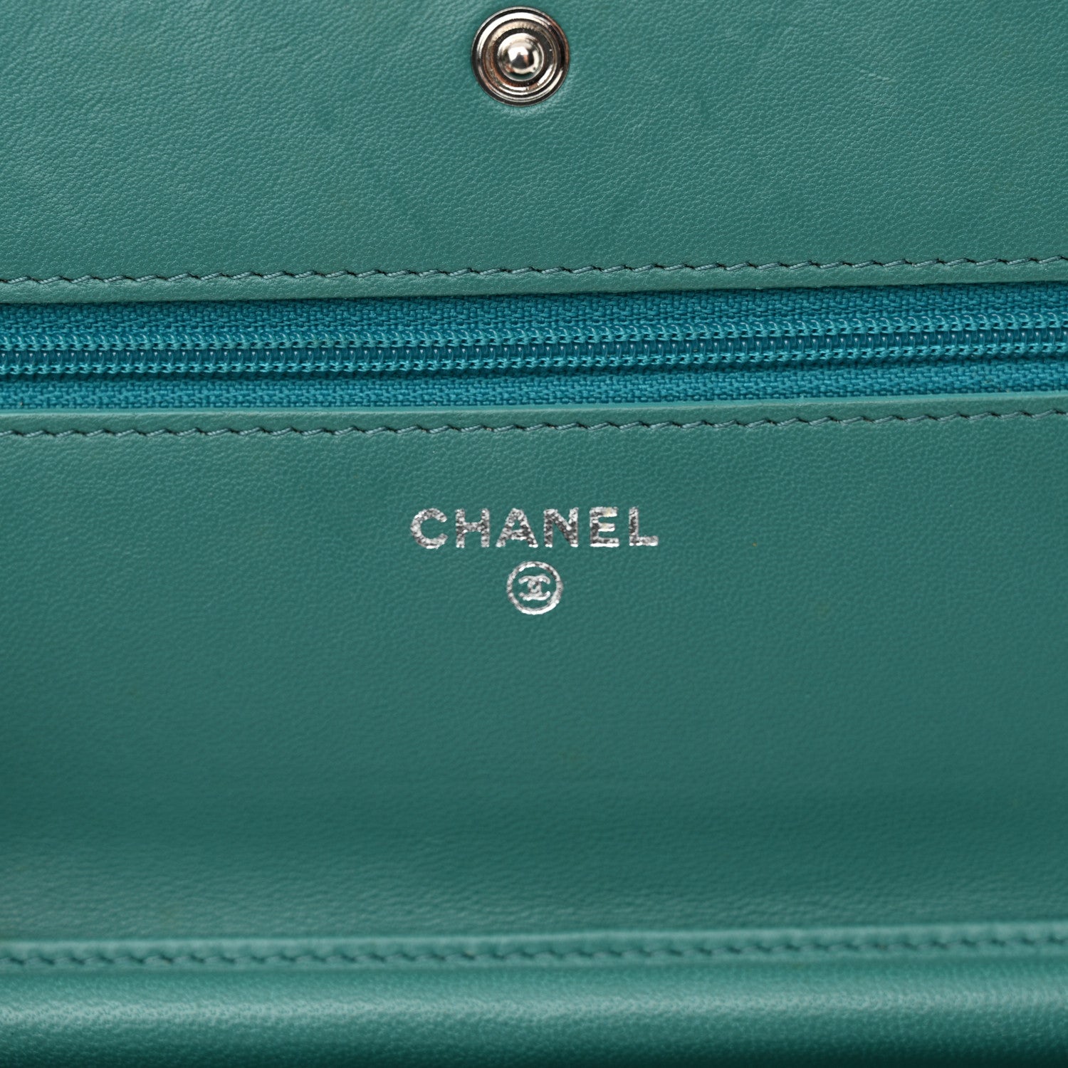 Chanel Calfskin Diamond Stitch Wallet On Chain WOC Turquoise 6 of 12
