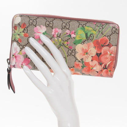 Gucci GG Supreme Monogram Blooms Zip Around Wallet Beige Multicolor Dry Rose 2 of 7
