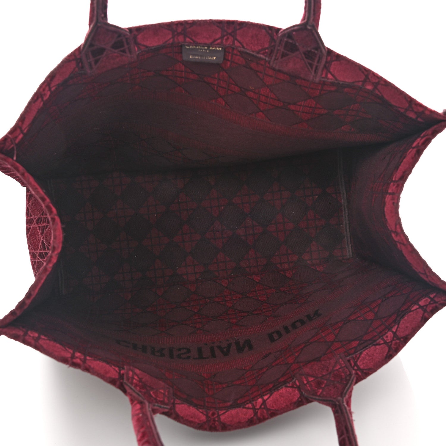 Christian Dior Velvet Cannage Large Book Tote Burgundy 5 of 11