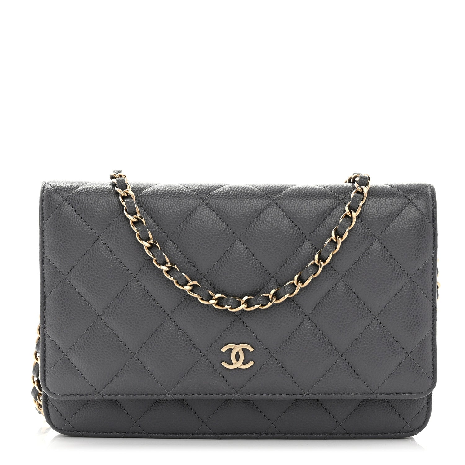 Chanel Caviar Quilted Wallet on Chain WOC Grey 1 of 11