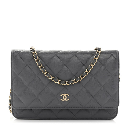 Chanel Caviar Quilted Wallet on Chain WOC Grey 1 of 11