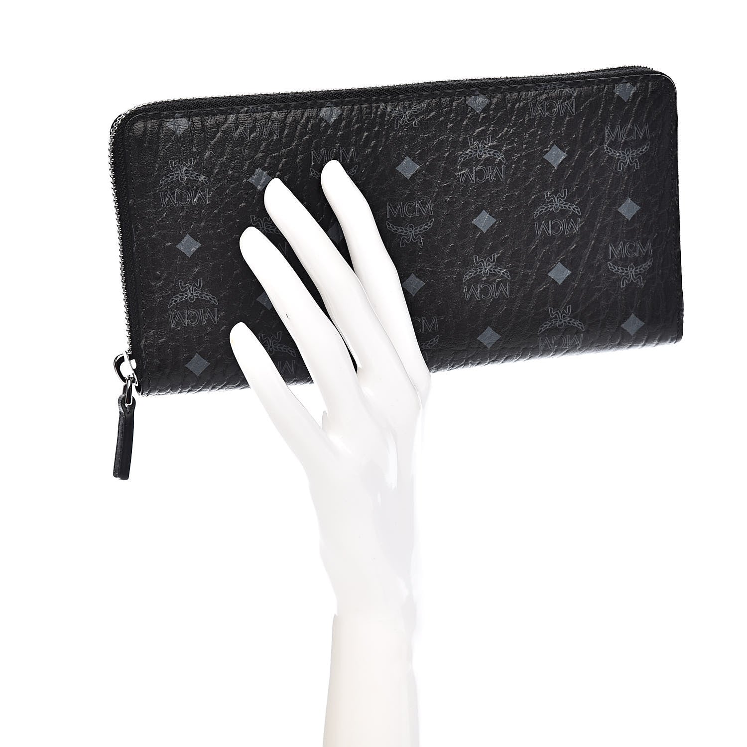 MCM Visetos Large Zip Around Wallet Black 2 of 9